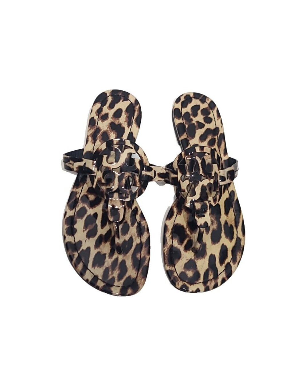 Tory Burch Miller Printed Patent Sandal Thong Size 8.5 Brown